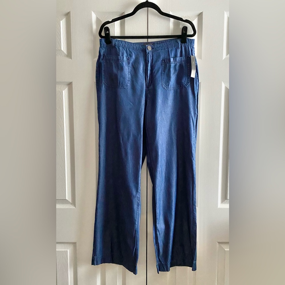 APOSTROPHE COTTON BLEND LIGHTWEIGHT DENIM STYLE PANTS Blue 12